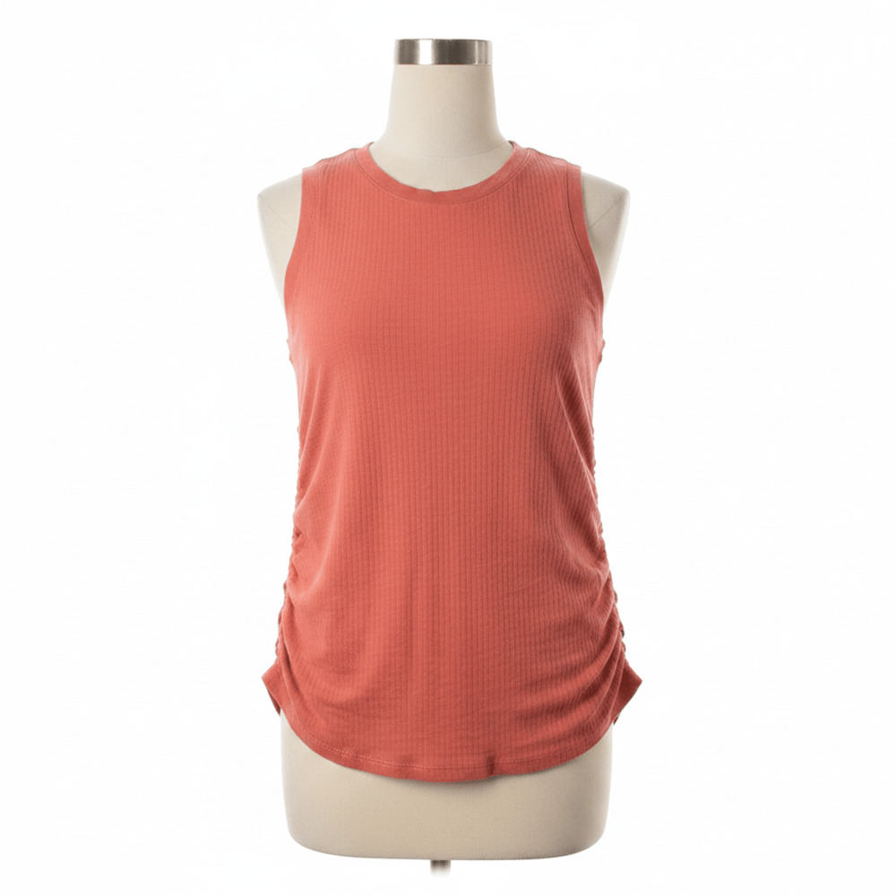 Coral Pink Ribbed Tank Top
